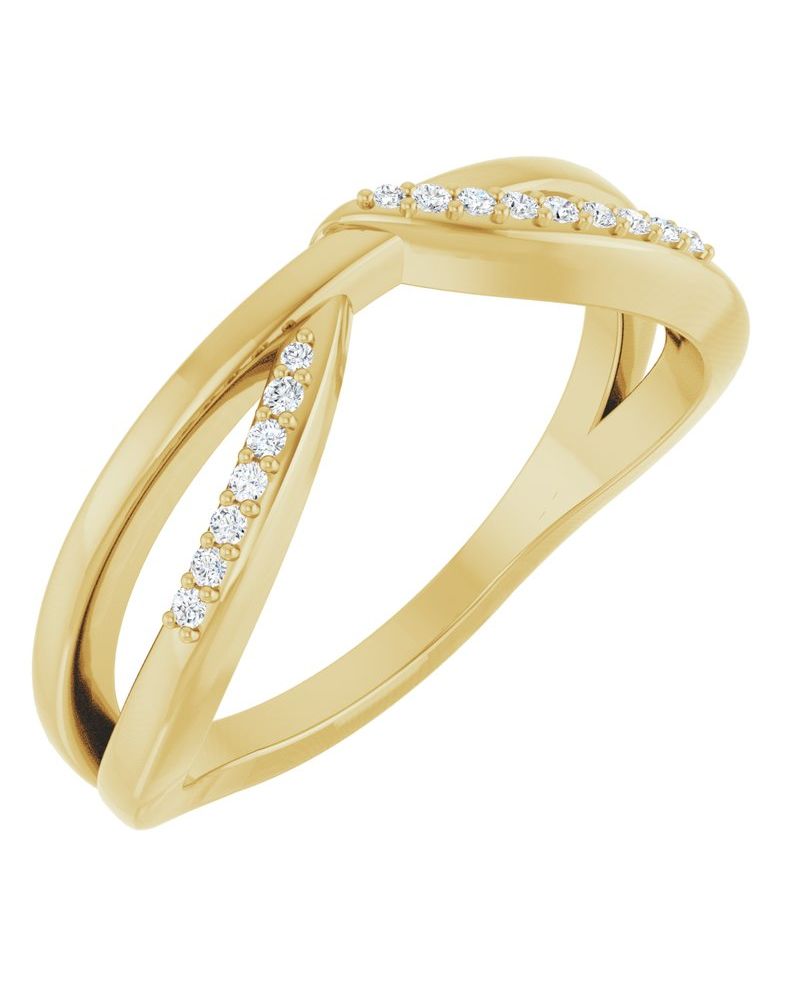 Anel Orgânico Cravejado Empilhável em Ouro 14k com Diamantes de Laboratório