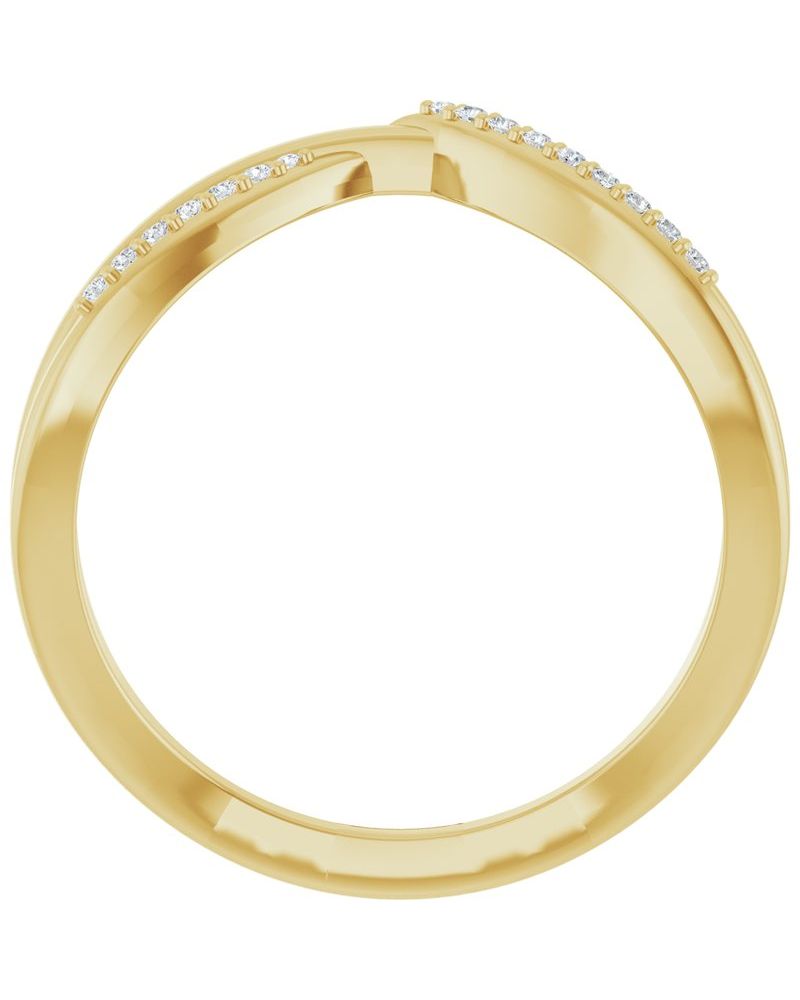 Anel Orgânico Cravejado Empilhável em Ouro 14k com Diamantes de Laboratório