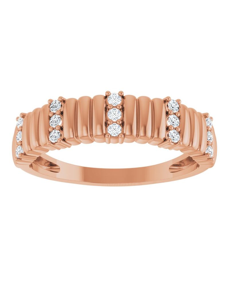 Anel Canelado Cravejado em Ouro 14k com Diamantes Naturais