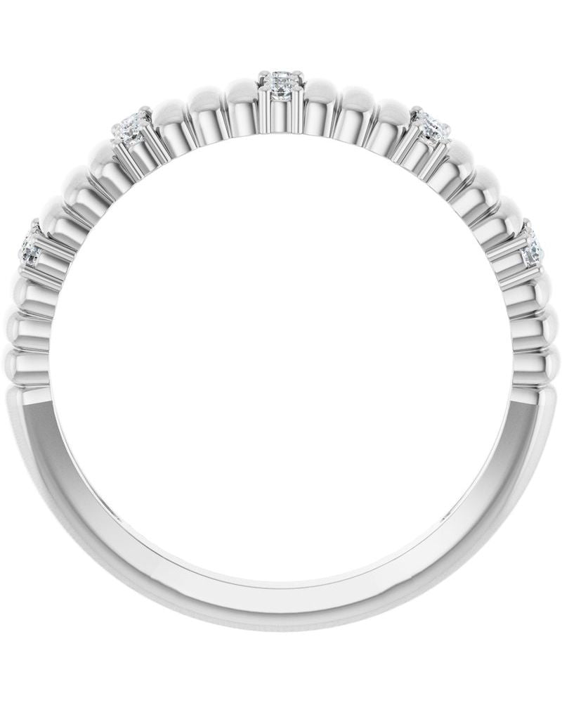 Anel Canelado Cravejado em Ouro 14k com Diamantes Naturais