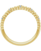 Anel Canelado Cravejado em Ouro 14k com Diamantes Naturais