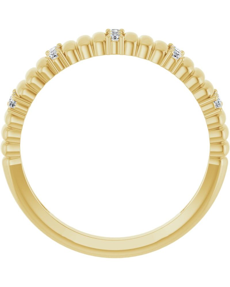 Anel Canelado Cravejado em Ouro 14k com Diamantes Naturais
