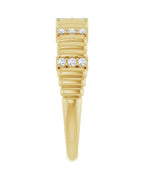 Anel Canelado Cravejado em Ouro 14k com Diamantes Naturais