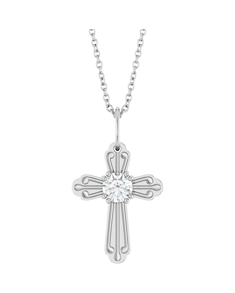 Colar Cruz Cravejado em Ouro 14k com Diamantes de Laboratório – Modelo 6