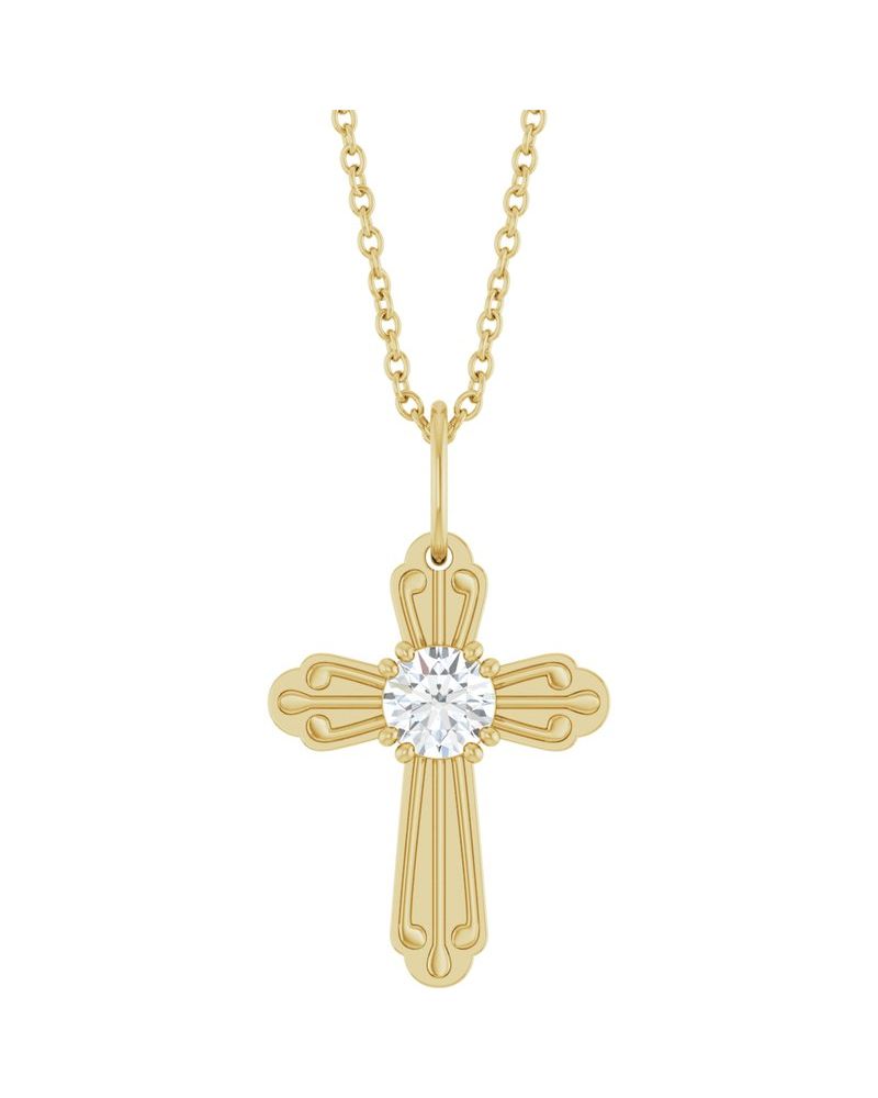 Colar Cruz Cravejado em Ouro 14k com Diamantes de Laboratório – Modelo 6