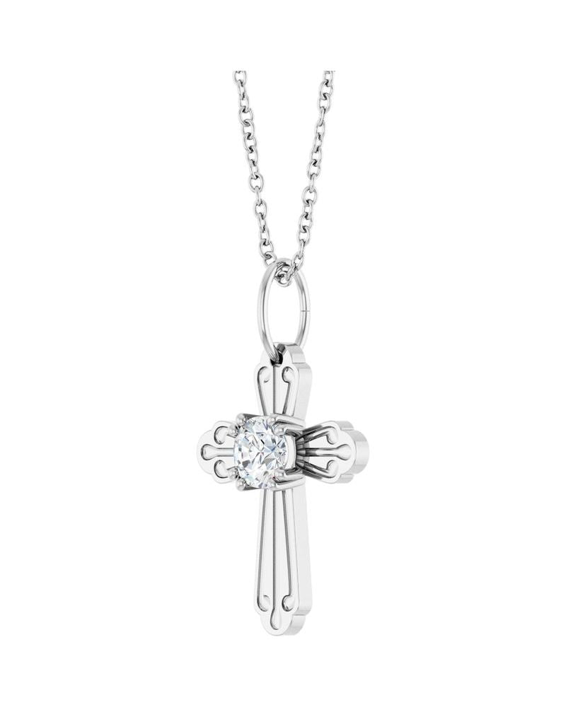 Colar Cruz Cravejado em Ouro 14k com Diamantes de Laboratório – Modelo 6