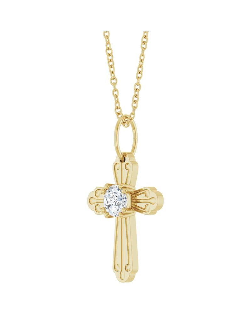 Colar Cruz Cravejado em Ouro 14k com Diamantes de Laboratório – Modelo 6