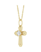 Colar Cruz Cravejado em Ouro 14k com Diamantes de Laboratório – Modelo 6