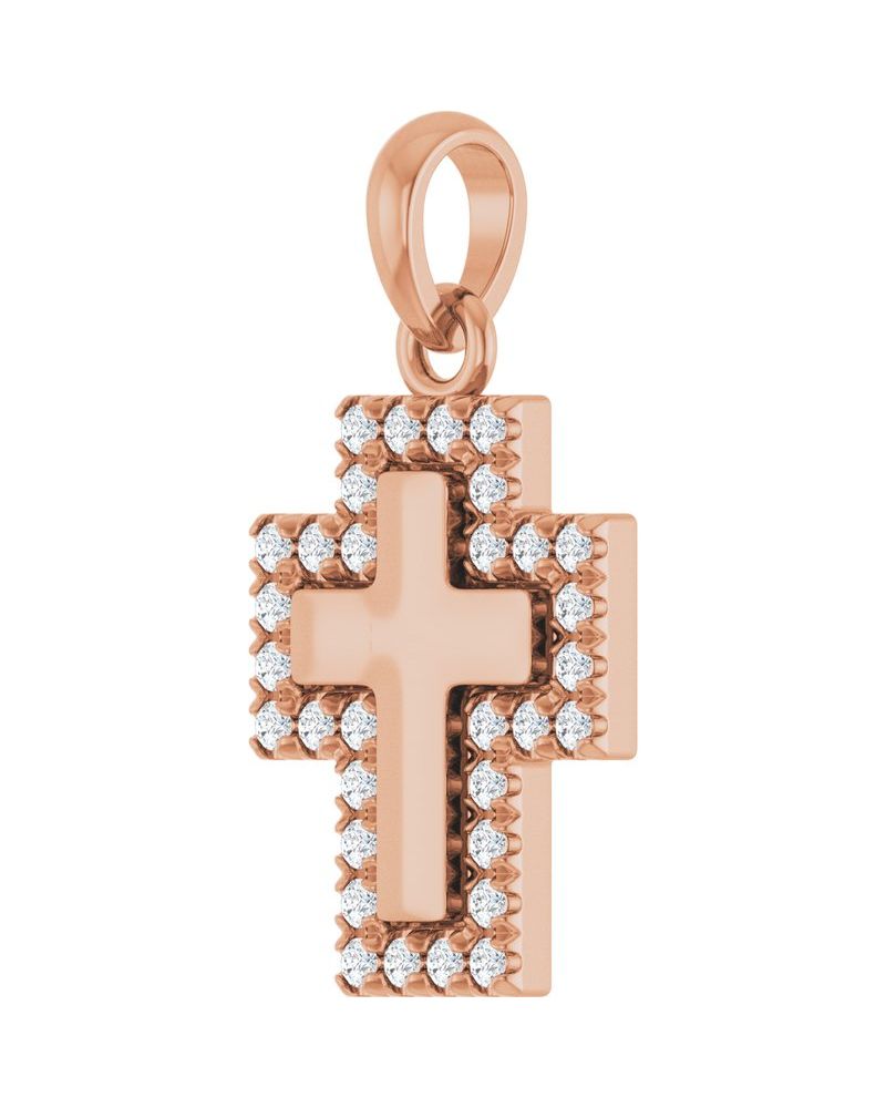Pingente Cruz Cravejado em Ouro 14k com Diamantes de Laboratório – Modelo 12
