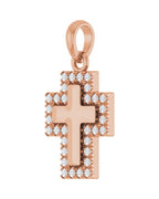 Pingente Cruz Cravejado em Ouro 14k com Diamantes de Laboratório – Modelo 12