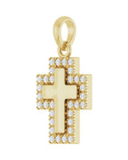 Pingente Cruz Cravejado em Ouro 14k com Diamantes de Laboratório – Modelo 12