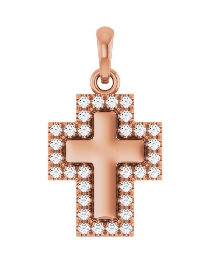 Pingente Cruz Cravejado em Ouro 14k com Diamantes de Laboratório – Modelo 12