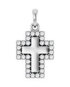 Pingente Cruz Cravejado em Ouro 14k com Diamantes de Laboratório – Modelo 12