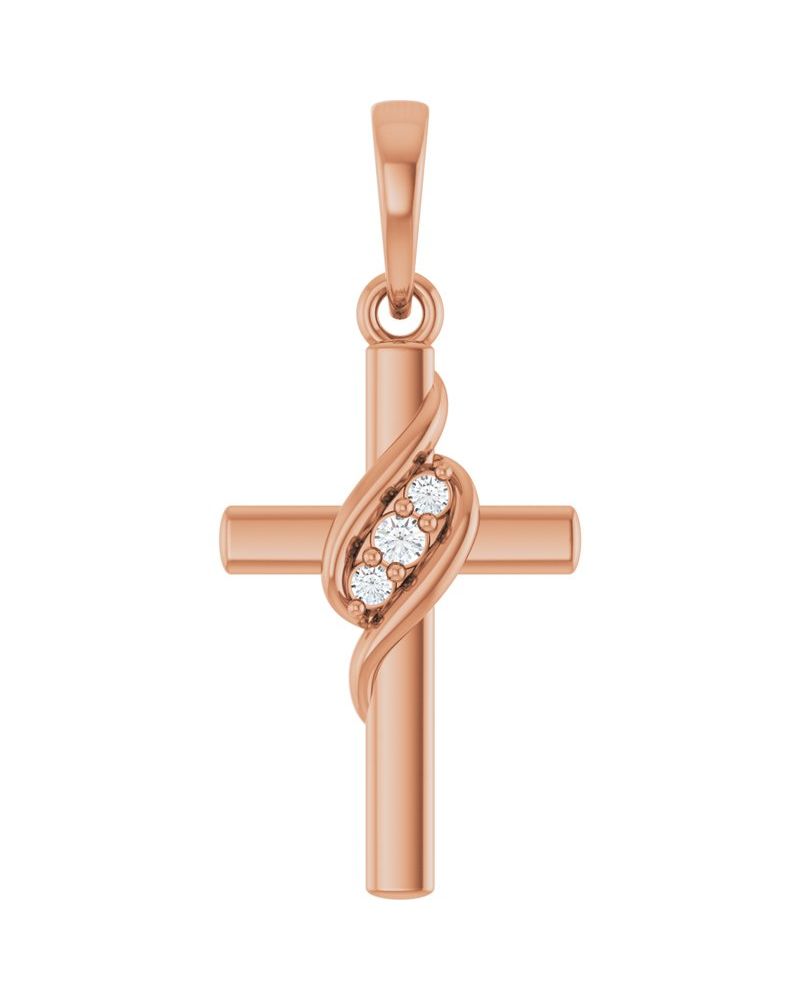 Pingente Cruz Cravejado em Ouro 14k com Diamantes de Laboratório – Modelo 7