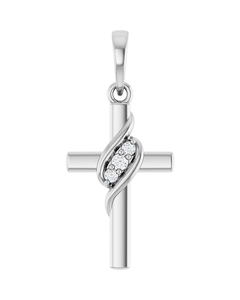 Pingente Cruz Cravejado em Ouro 14k com Diamantes de Laboratório – Modelo 7