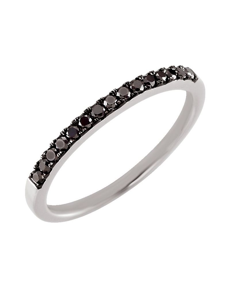 Anel Cravejado Empilhável em Ouro 14k com Diamantes Negros