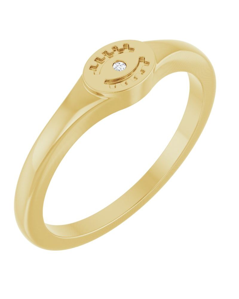 Anel Olho Grego em Ouro 14k com Diamantes Naturais
