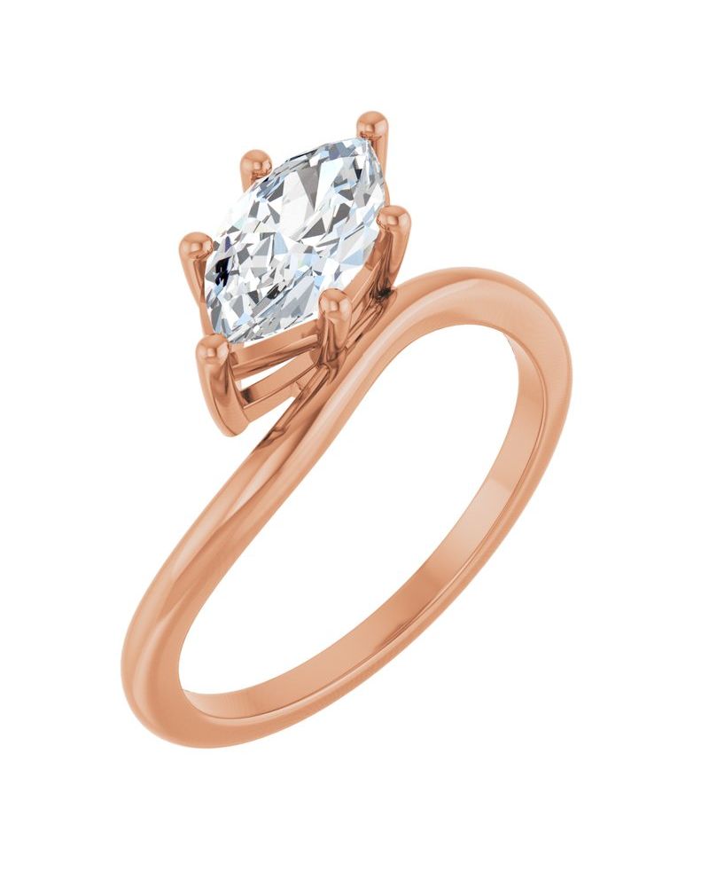 Anel Assimétrico Solitário em Ouro 14k com Diamantes de Laboratório
