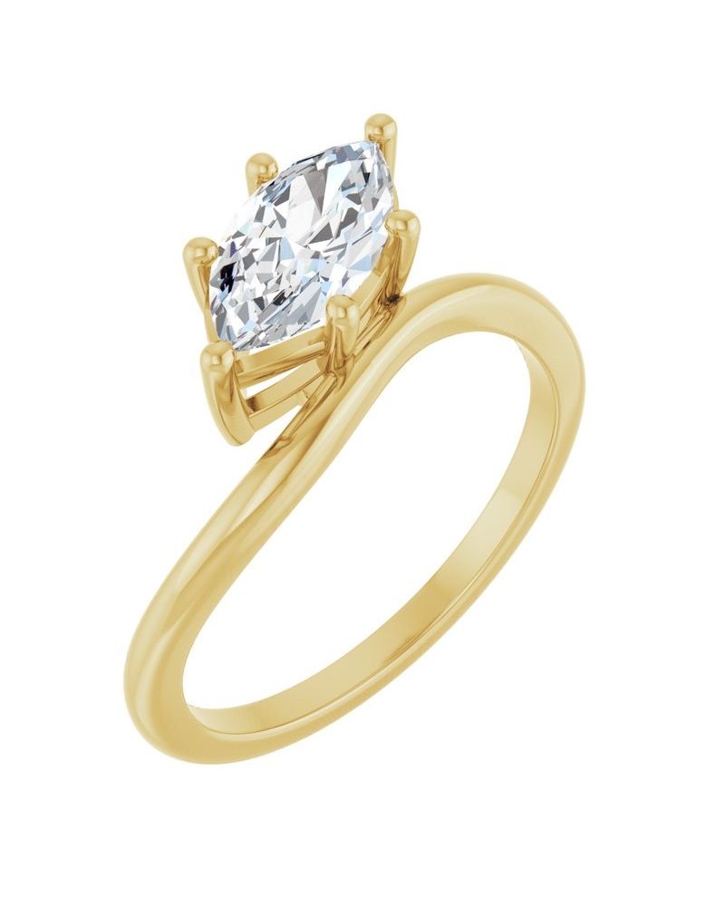 Anel Assimétrico Solitário em Ouro 14k com Diamantes de Laboratório