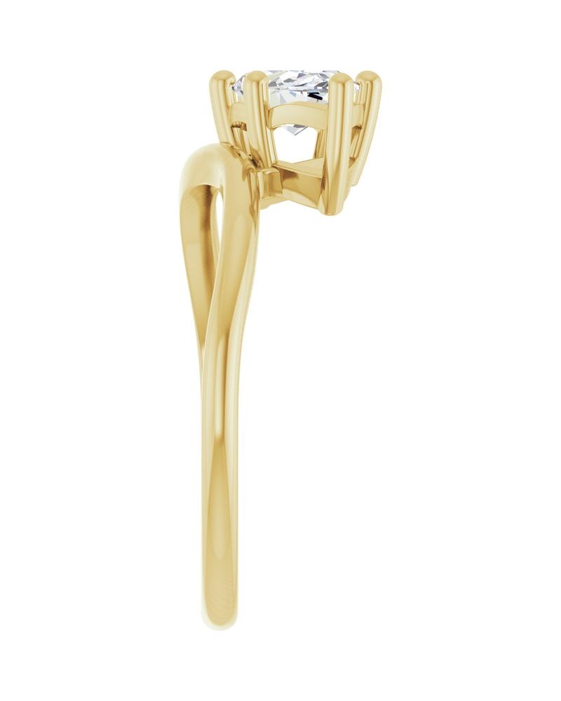 Anel Assimétrico Solitário em Ouro 14k com Diamantes de Laboratório