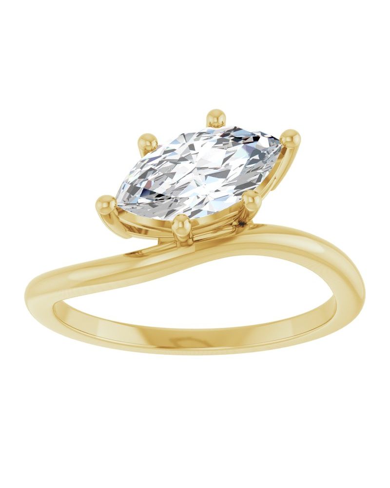 Anel Assimétrico Solitário em Ouro 14k com Diamantes de Laboratório