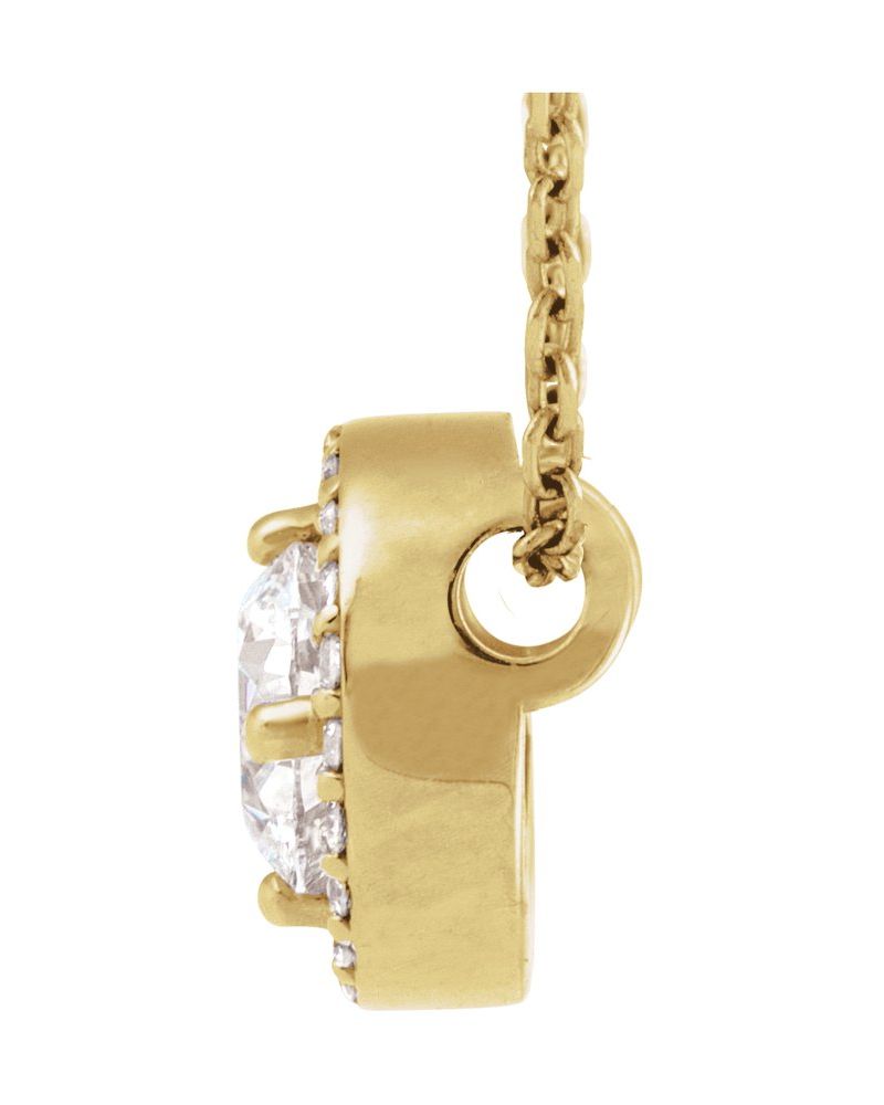 Colar Halo em Ouro 14k com Diamantes de Laboratório