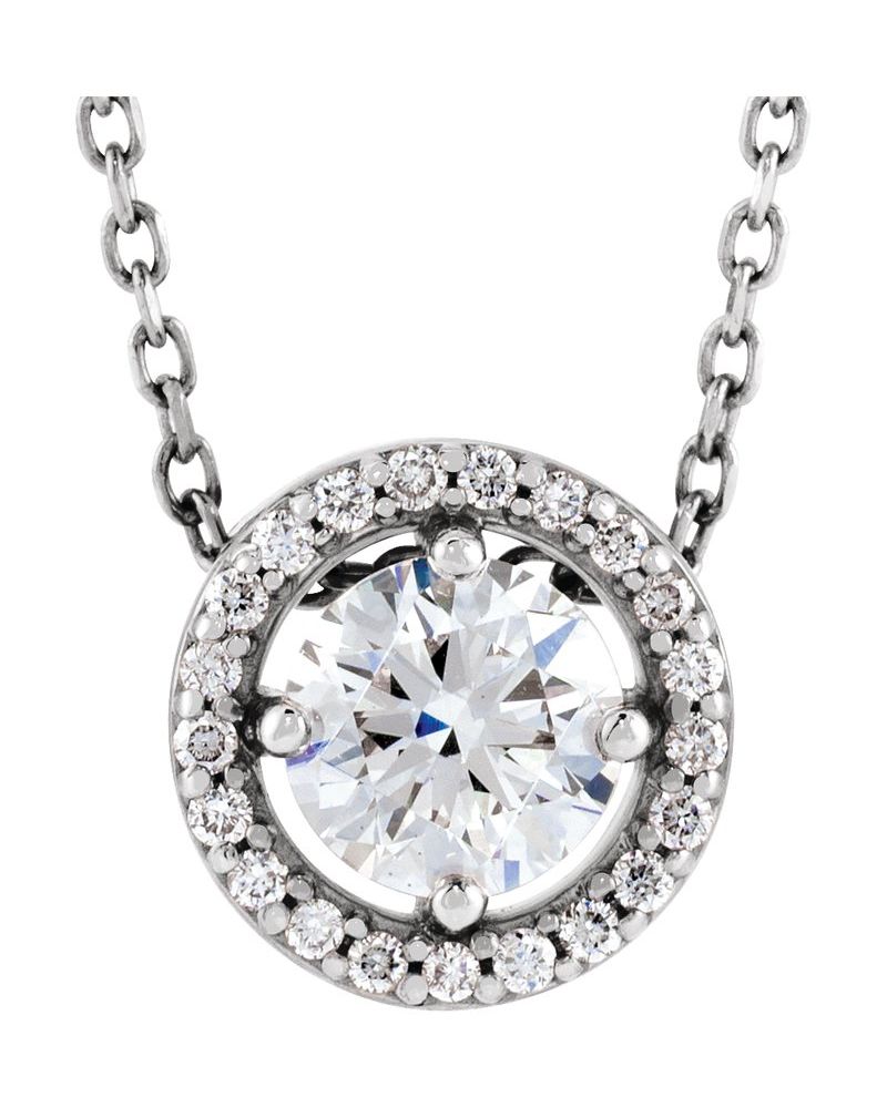Colar Halo em Ouro 14k com Diamantes de Laboratório