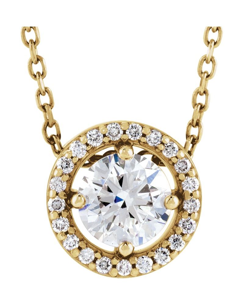 Colar Halo em Ouro 14k com Diamantes de Laboratório