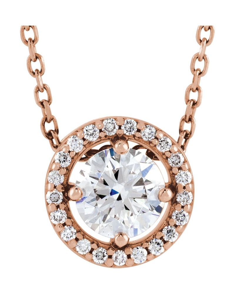 Colar Halo em Ouro 14k com Diamantes de Laboratório