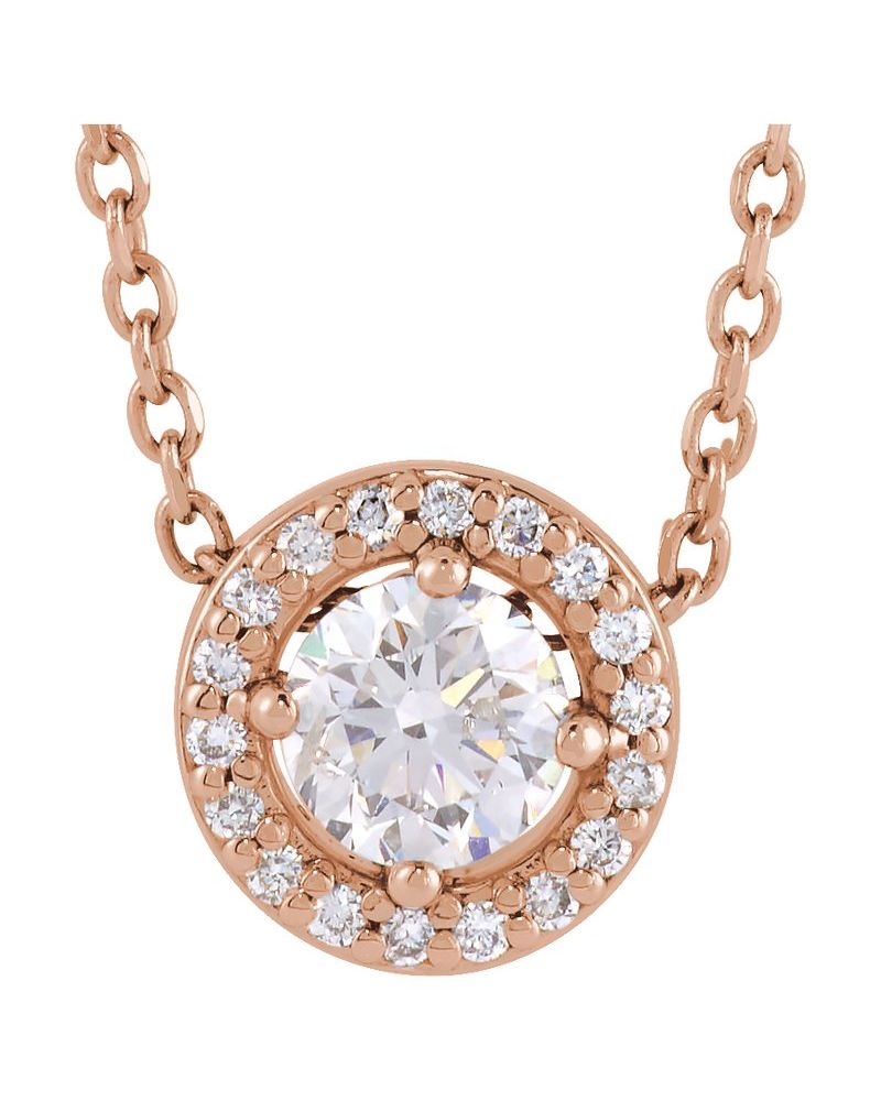 Colar Halo em Ouro 14k com Diamantes de Laboratório