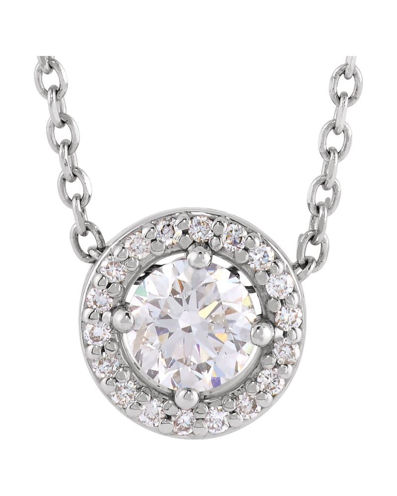 Colar Halo em Ouro 14k com Diamantes de Laboratório