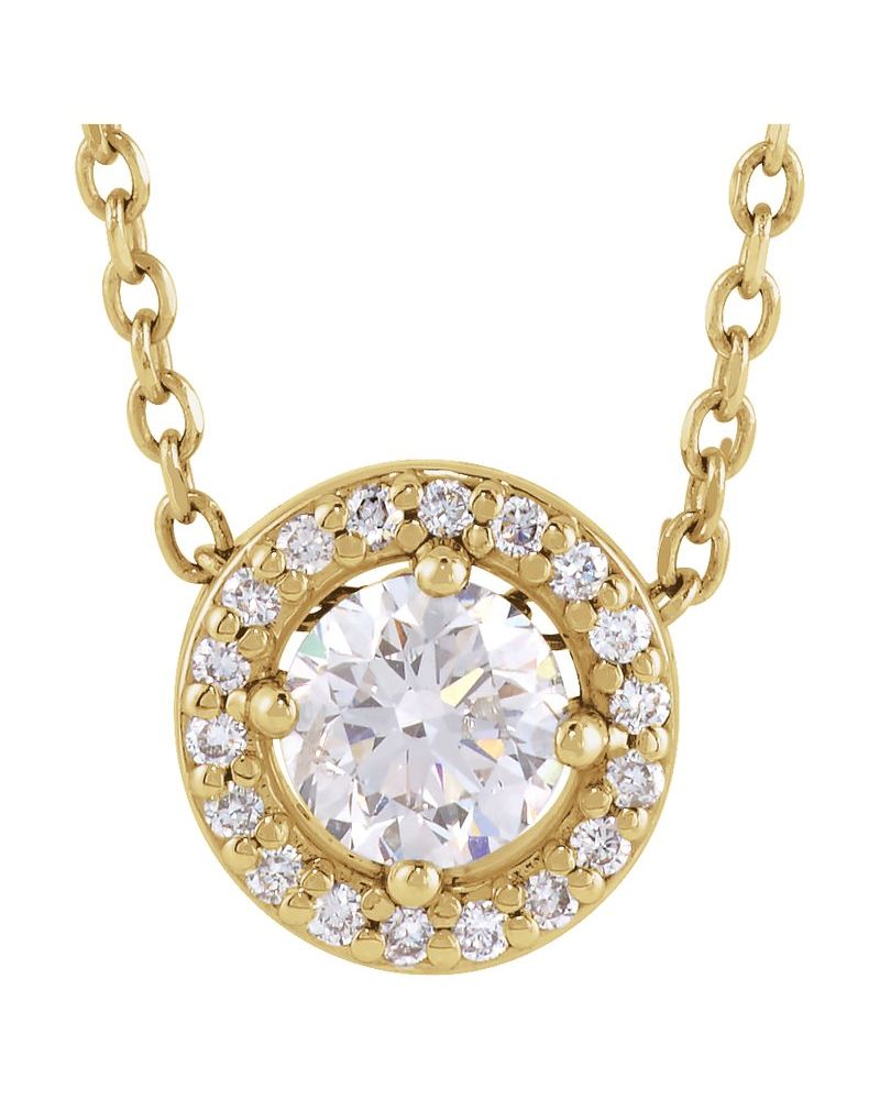 Colar Halo em Ouro 14k com Diamantes de Laboratório