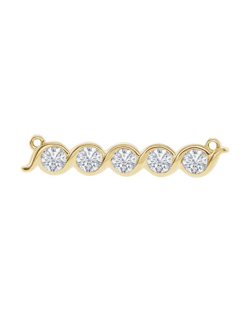 Colar Família Barra com Cravação Bezel em Ouro 14k com Diamantes de Laboratório