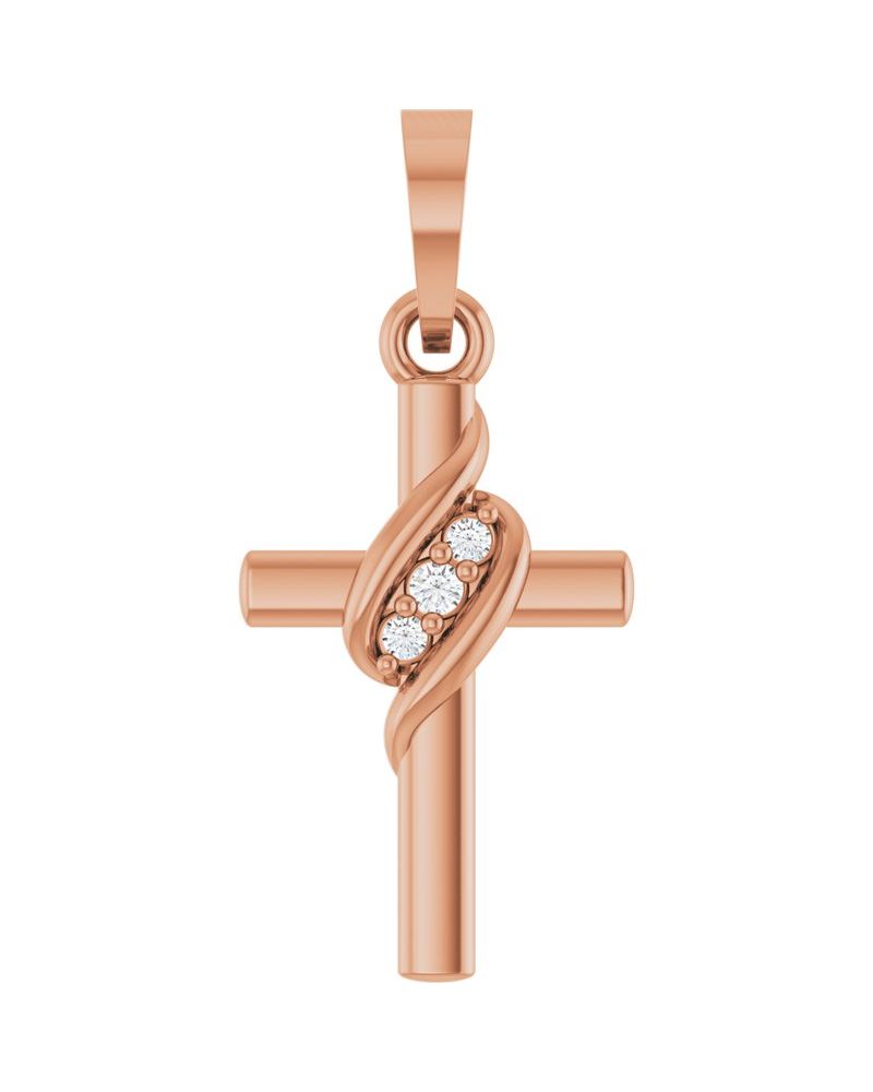 Pingente Cruz Cravejado em Ouro 14k com Diamantes de Laboratório – Modelo 7