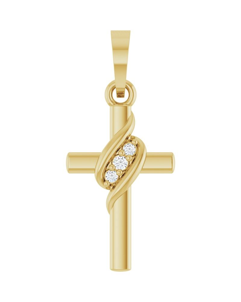 Pingente Cruz Cravejado em Ouro 14k com Diamantes de Laboratório – Modelo 7