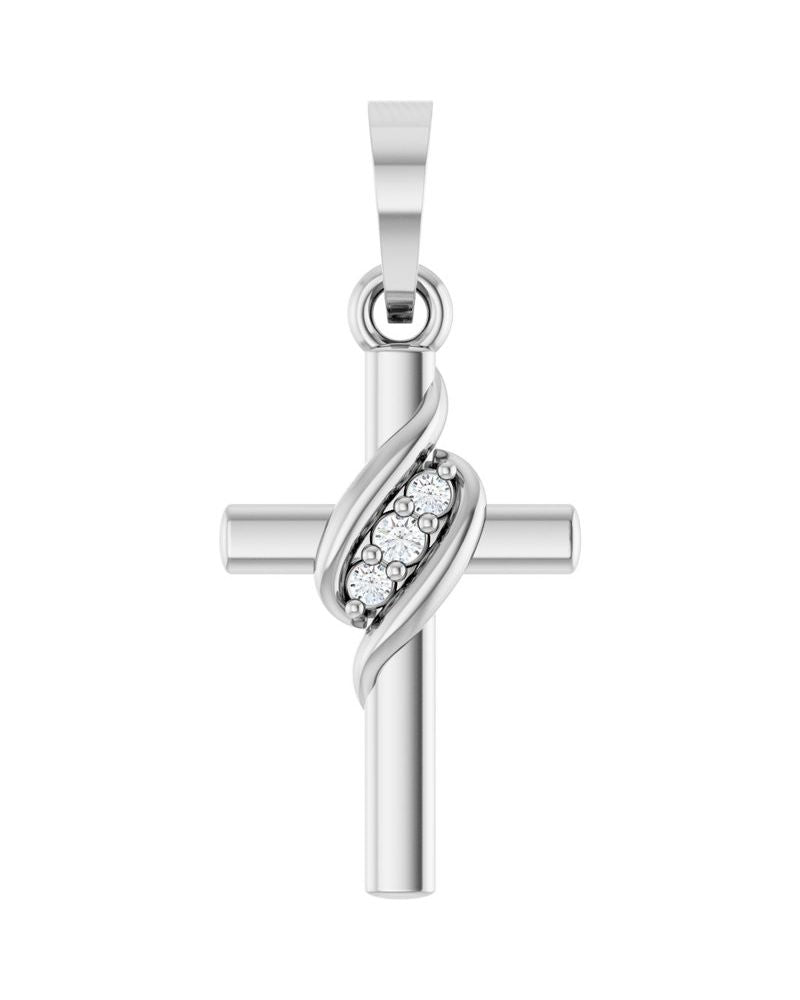 Pingente Cruz Cravejado em Ouro 14k com Diamantes de Laboratório – Modelo 7