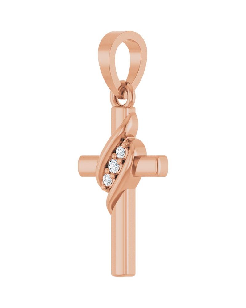 Pingente Cruz Cravejado em Ouro 14k com Diamantes de Laboratório – Modelo 7