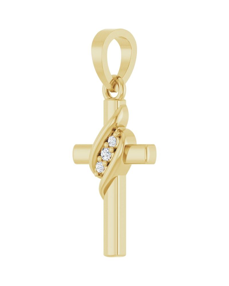 Pingente Cruz Cravejado em Ouro 14k com Diamantes de Laboratório – Modelo 7