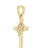 Pingente Cruz Cravejado em Ouro 14k com Diamantes de Laboratório – Modelo 7