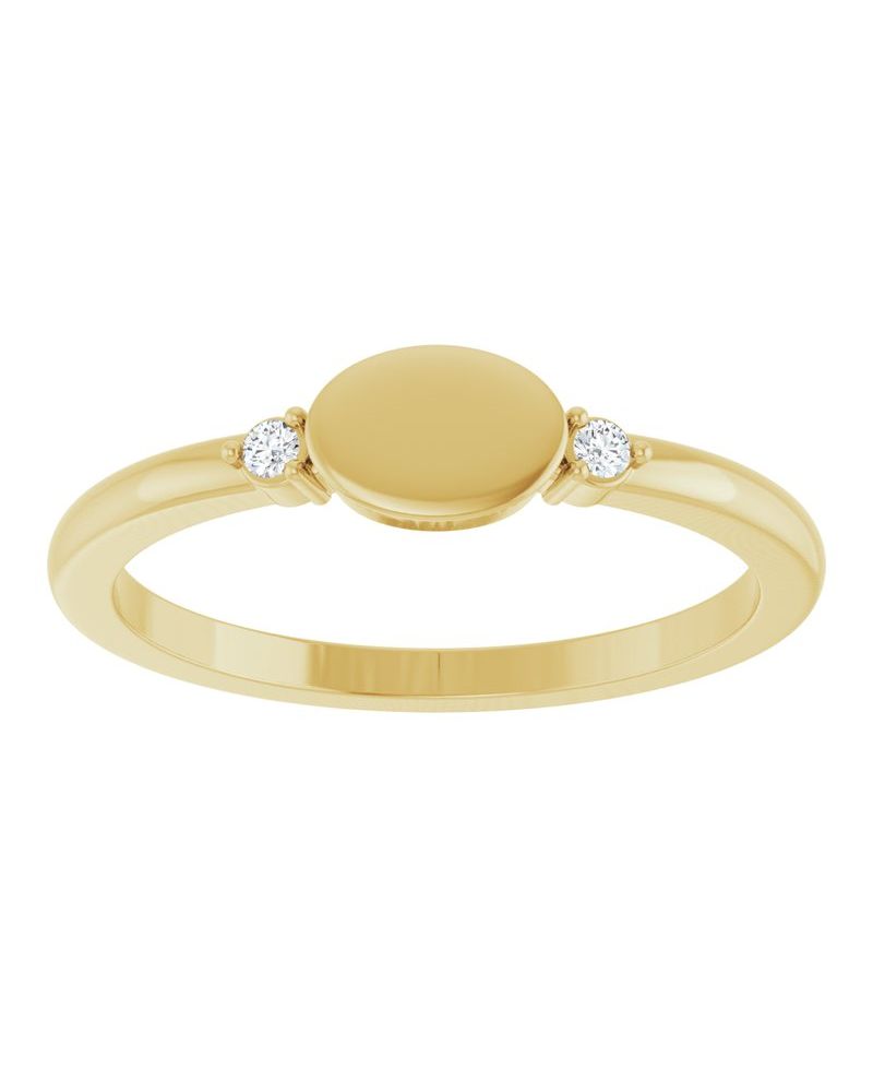 Anel Chevalier para Gravação Cravejado em Ouro 14k com Diamantes Naturais – Modelo 4