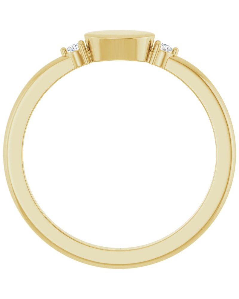 Anel Chevalier para Gravação Cravejado em Ouro 14k com Diamantes de Laboratório – Modelo 2