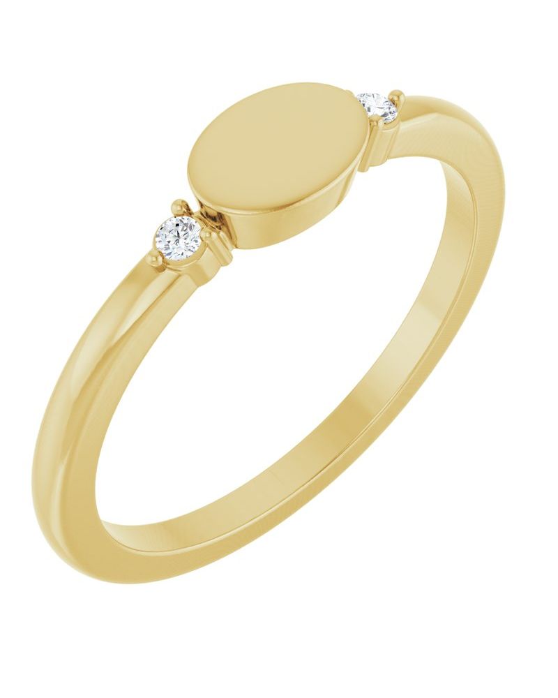 Anel Chevalier para Gravação Cravejado em Ouro 14k com Diamantes Naturais – Modelo 4