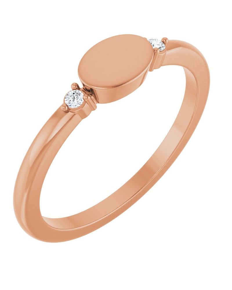 Anel Chevalier para Gravação Cravejado em Ouro 14k com Diamantes Naturais – Modelo 4