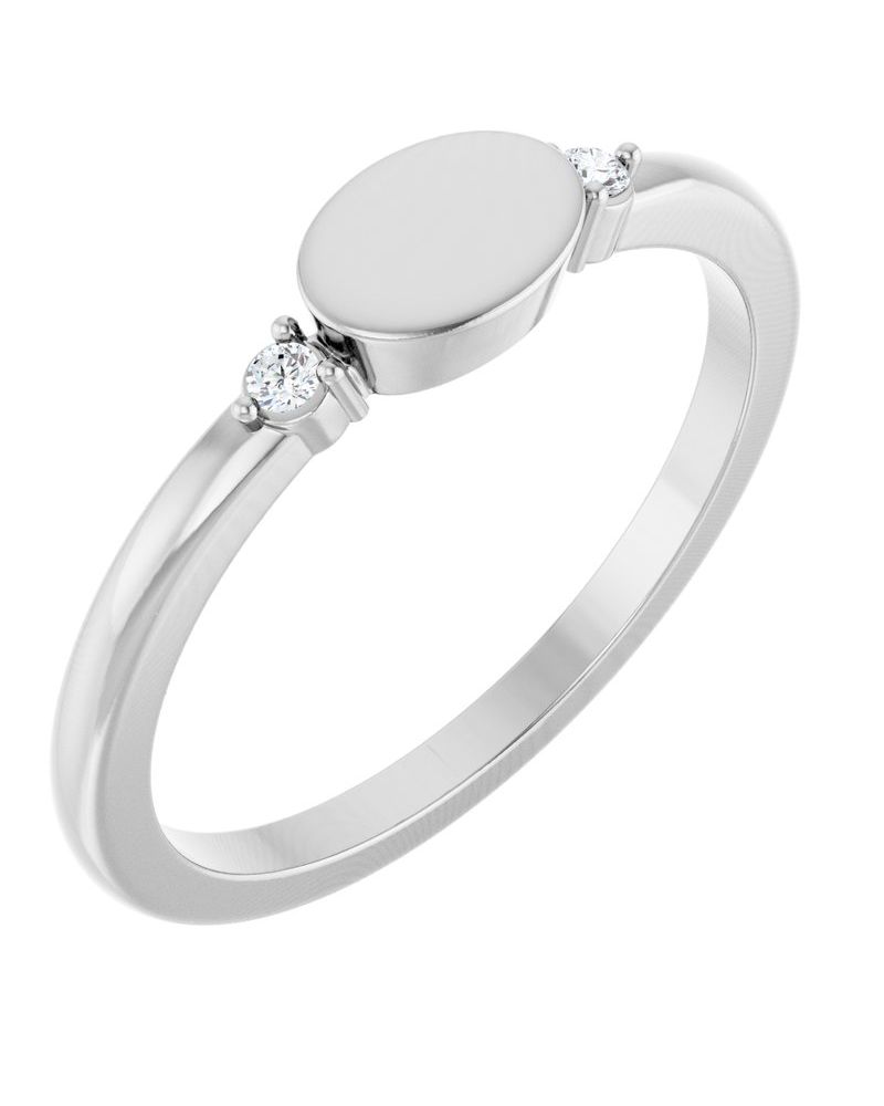 Anel Chevalier para Gravação Cravejado em Ouro 14k com Diamantes de Laboratório – Modelo 2