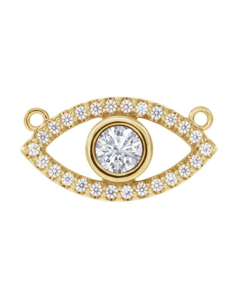 Colar Olho Grego Cravejado em Ouro 14k com Diamantes de Laboratório