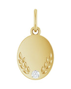 Pingente Floral para Gravação em Ouro 14k com Diamantes de Laboratório