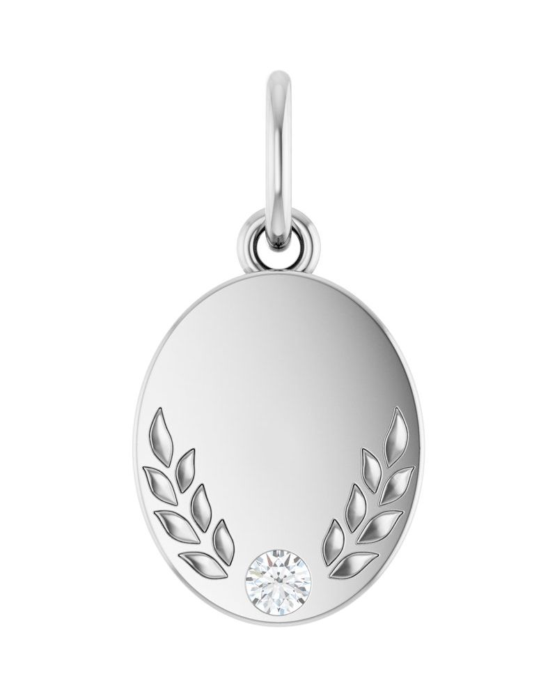 Pingente Floral para Gravação em Ouro 14k com Diamantes de Laboratório
