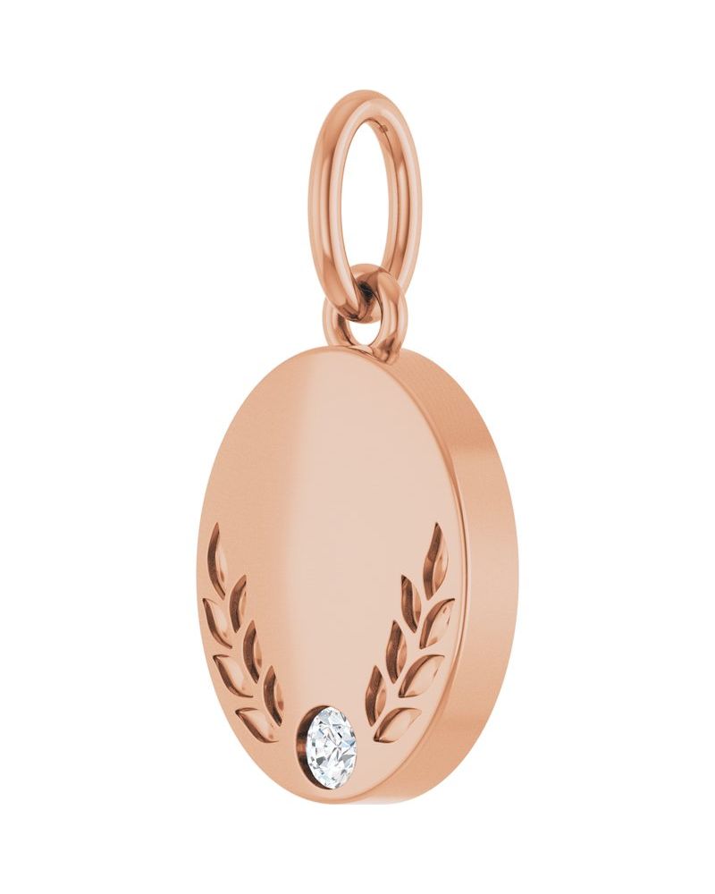 Pingente Floral para Gravação em Ouro 14k com Diamantes de Laboratório