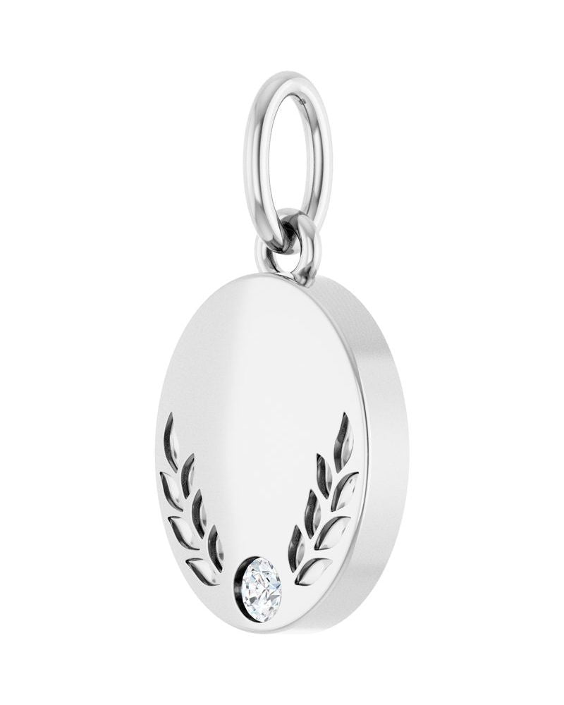 Pingente Floral para Gravação em Ouro 14k com Diamantes de Laboratório