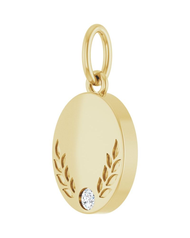 Pingente Floral para Gravação em Ouro 14k com Diamantes de Laboratório